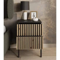 Meubella - Nachtkastje Marbella - Zwart - 40 cm