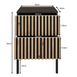 Meubella - Nachtkastje Marbella - Zwart - 40 cm