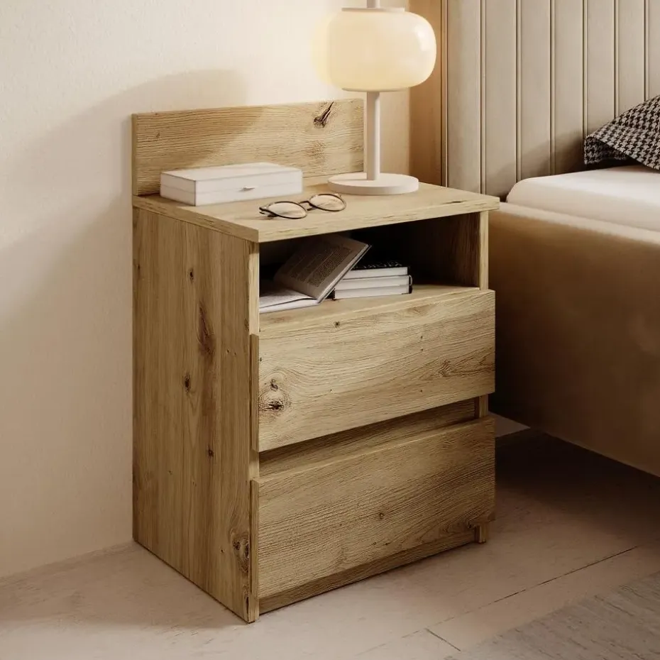 Meubella - Nachtkastje Masuka - Eiken - 40 cm
