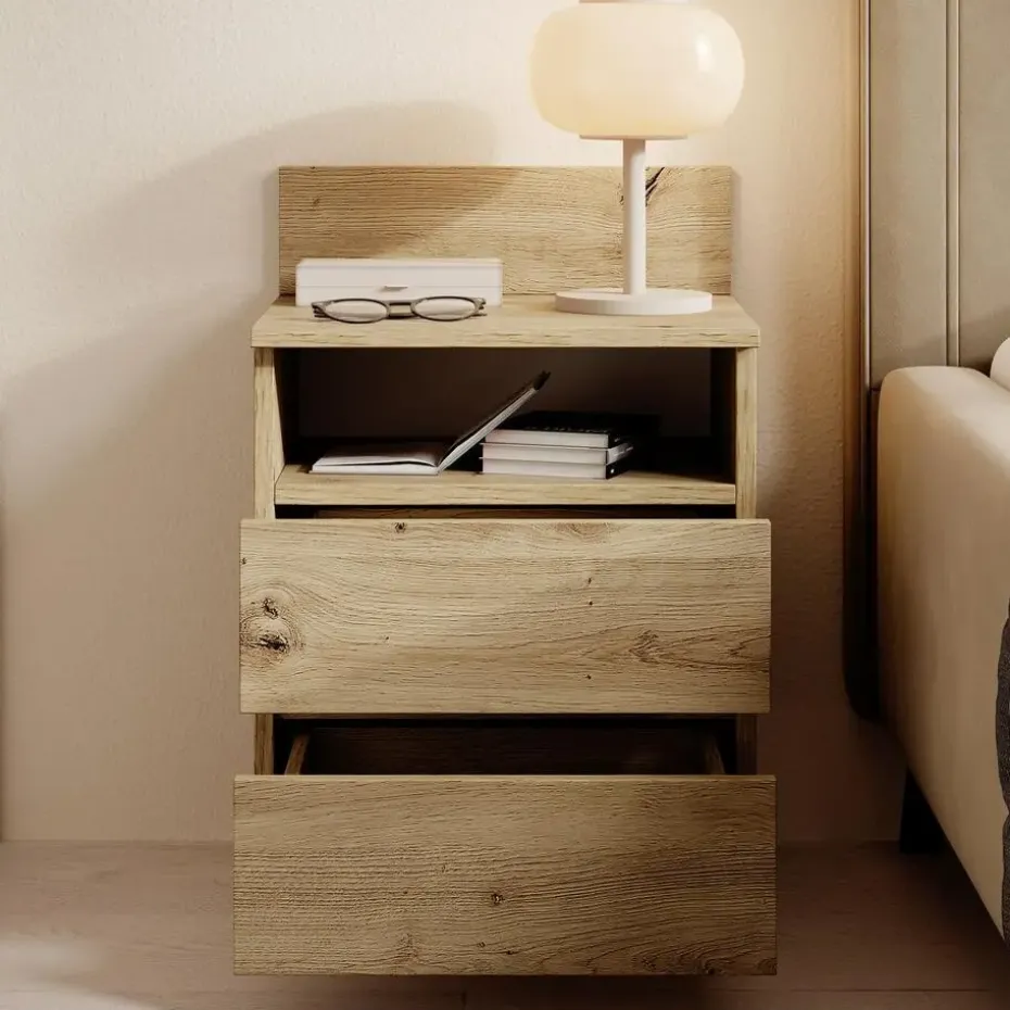 Meubella - Nachtkastje Masuka - Eiken - 40 cm