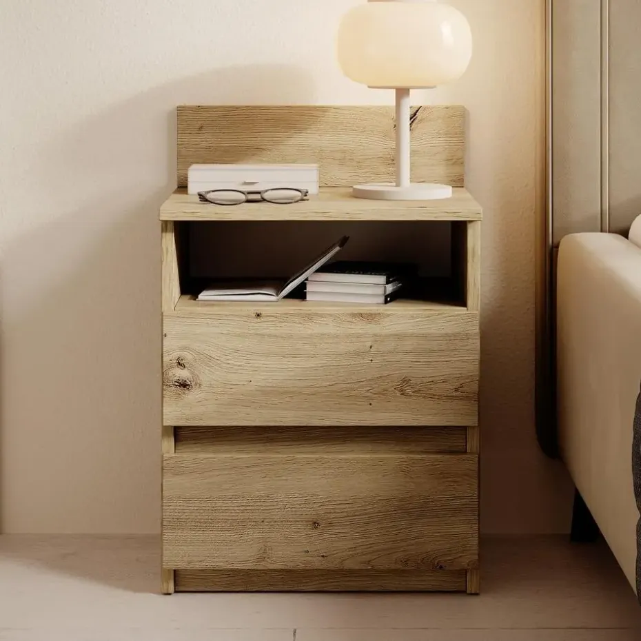 Meubella - Nachtkastje Masuka - Eiken - 40 cm