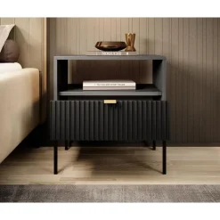 Meubella - Nachtkastje Navil - Zwart - 54 cm