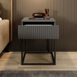 Meubella - Nachtkastje Sylvester 1 - Antraciet - 40 cm