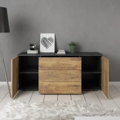 Meubella - Pure - Dressoir - Eiken/Grijs - 150x39x68 cm