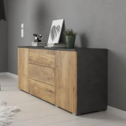 Meubella - Pure - Dressoir - Eiken/Grijs - 150x39x68 cm