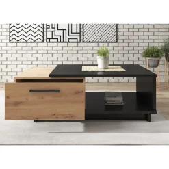 Meubella - Salontafel Incala - Eiken - Zwart - 120 cm