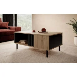 Meubella - Salontafel Marcos - Eiken - Antraciet - 100 cm