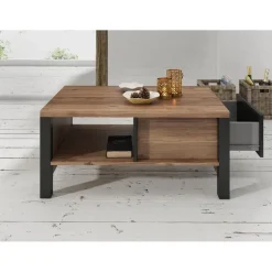 Meubella - Salontafel Olivia - Zwart - Eiken - 90 cm