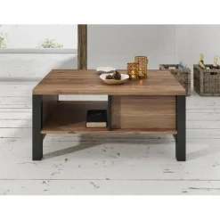 Meubella - Salontafel Olivia - Zwart - Eiken - 90 cm