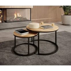 Meubella - Salontafel Ovalo - Eiken - set van 2