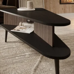 Meubella - Salontafel Pedro - Donker eiken - Zwart eiken - 100 cm