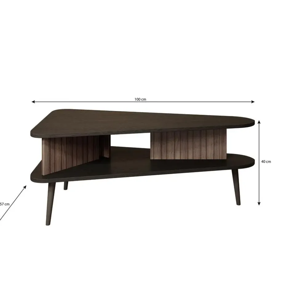 Meubella - Salontafel Pedro - Donker eiken - Zwart eiken - 100 cm