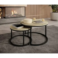 Meubella - Salontafel Rica - Eiken - Set van 2