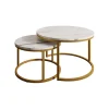 Meubella - Salontafel Rica - Wit marmerlook - Goud - Set van 2