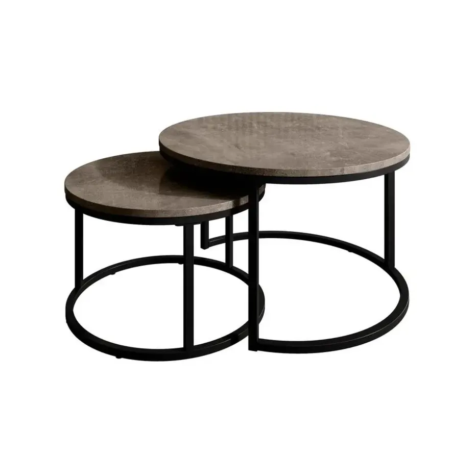 Meubella - Salontafel Rica - Grijs marmerlook - Set van 2