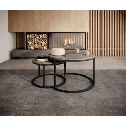 Meubella - Salontafel Rica - Grijs marmerlook - Set van 2