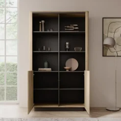 Meubella - Taywan - Boekenkast - Eiken - 113x38x190 cm