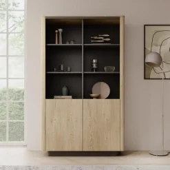 Meubella - Taywan - Boekenkast - Eiken - 113x38x190 cm