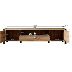 Meubella - TV-Meubel Acapulco - Eiken - Zwart - 210 cm