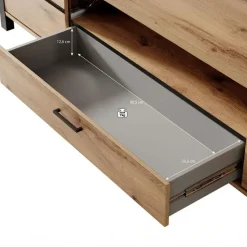 Meubella - TV-Meubel Acapulco - Eiken - Zwart - 210 cm