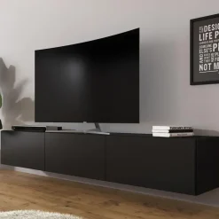 Meubella - TV-Meubel Bonzo - Mat Zwart - 180 cm