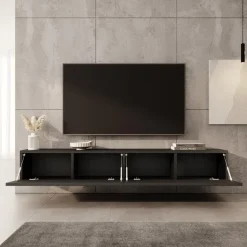 Meubella - TV-Meubel Caius - Zwart - 200 cm