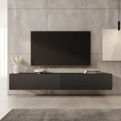 Meubella - TV-Meubel Caius - Zwart - 200 cm