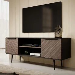 Meubella - TV-Meubel Pedro - Donker eiken - Zwart eiken - 150 cm