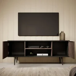 Meubella - TV-Meubel Pedro - Donker eiken - Zwart eiken - 150 cm