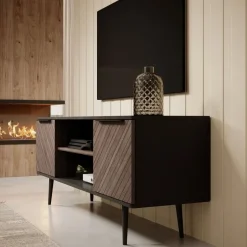 Meubella - TV-Meubel Pedro - Donker eiken - Zwart eiken - 150 cm