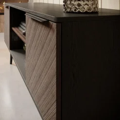 Meubella - TV-Meubel Pedro - Donker eiken - Zwart eiken - 150 cm