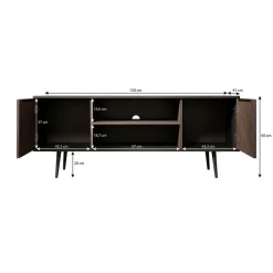 Meubella - TV-Meubel Pedro - Donker eiken - Zwart eiken - 150 cm