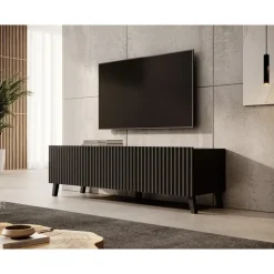 Meubella - TV-Meubel Pepinos 2 - Mat zwart - 150 cm