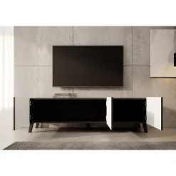 Meubella - TV-Meubel Pepinos 2 - Mat zwart - 150 cm