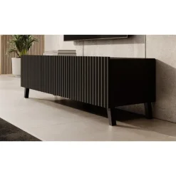 Meubella - TV-Meubel Pepinos 2 - Mat zwart - 150 cm