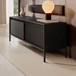 Meubella - TV-Meubel Saran - Mat zwart - 153 cm