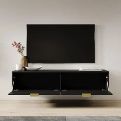 Meubella - TV-Meubel Silas - Zwart - 140 cm