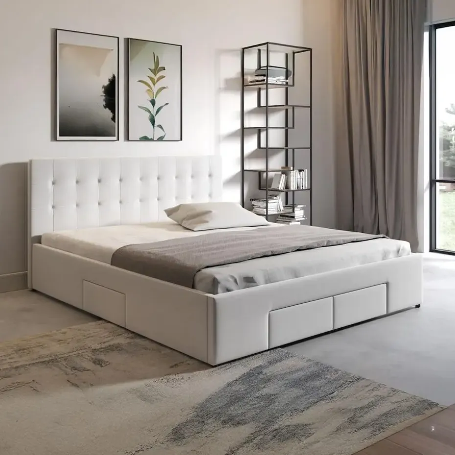 Meubella - Tweepersoonsbed Milo - Wit - 180x200 cm