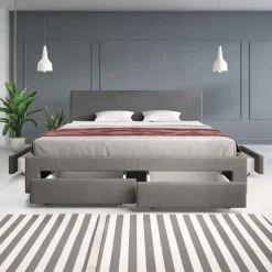 Meubella - Tweepersoonsbed Suente - Grijs - 180x200 cm