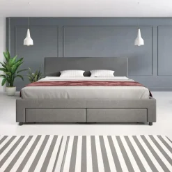 Meubella - Tweepersoonsbed Suente - Grijs - 180x200 cm