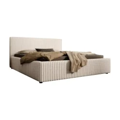 Meubella - Tweepersoonsbed Infinity - Beige - Fluffy ribstof - 160x200 cm