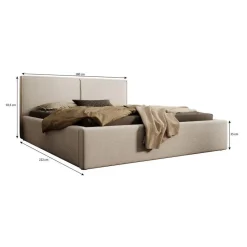 Meubella - Tweepersoonsbed Infinity - Beige - Fluffy ribstof - 160x200 cm