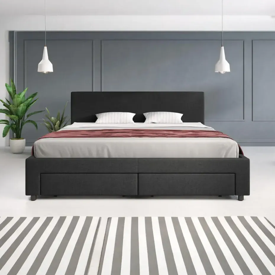 Meubella - Tweepersoonsbed Suente - Zwart - 180x200 cm