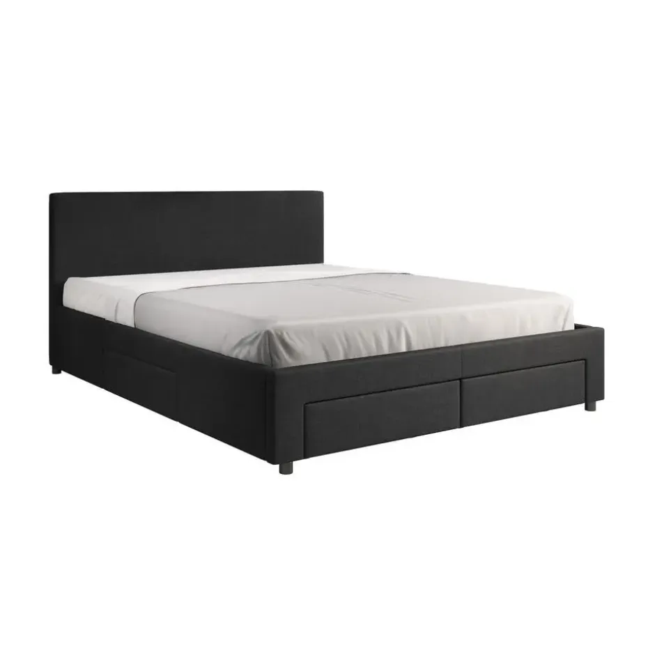 Meubella - Tweepersoonsbed Suente - Zwart - 160x200 cm