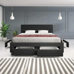 Meubella - Tweepersoonsbed Suente - Zwart - 160x200 cm