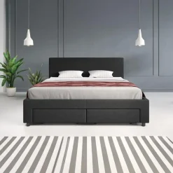 Meubella - Tweepersoonsbed Suente - Zwart - 160x200 cm