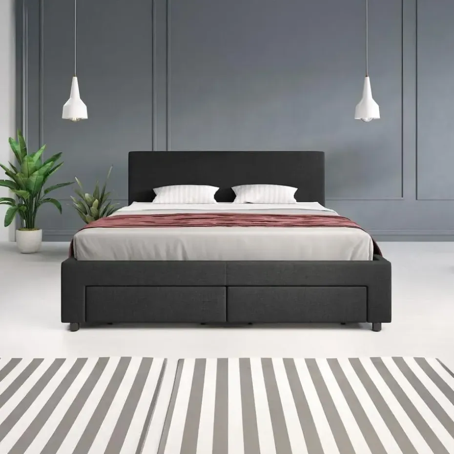 Meubella - Tweepersoonsbed Suente - Zwart - 160x200 cm