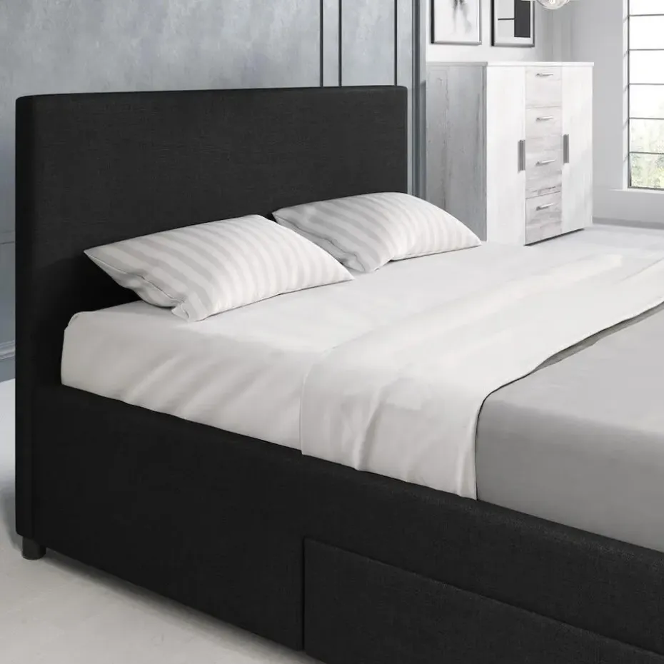 Meubella - Tweepersoonsbed Suente - Zwart - 160x200 cm