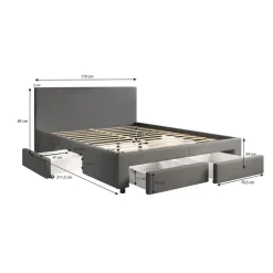 Meubella - Tweepersoonsbed Suente - Zwart - 160x200 cm