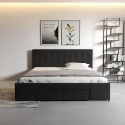 Meubella - Tweepersoonsbed Milo - Zwart - 180x200 cm